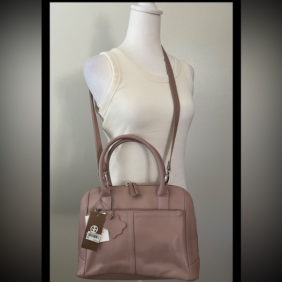 Giani Bernini Rose Nappa Satchel New With Tags Pockets Hand And Shoulder Straps - Picture 1 of 15